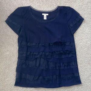 J. Crew Silk Layered Tulle Top